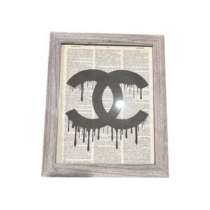 Designer Inspired Dripping Double C Logo Wall Art Framed 8x10 Fashion Decor